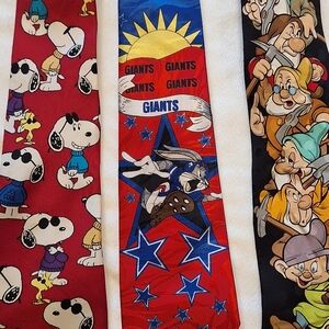 3! Vintage Ties Snoopy NY Giants Disney